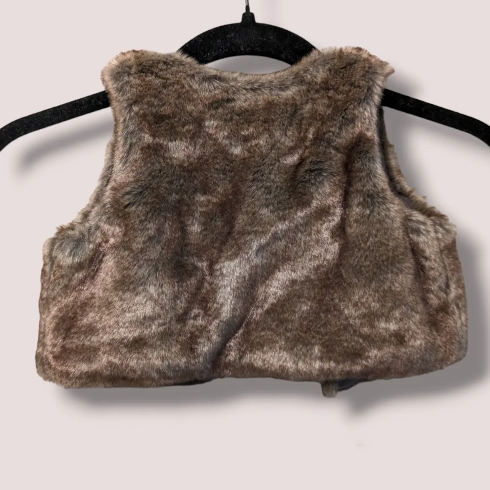 Gap Baby 6-12 Months Brown Faux Fur Vest Layering Winter